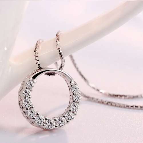 925 Silver CZ Circle Necklace
