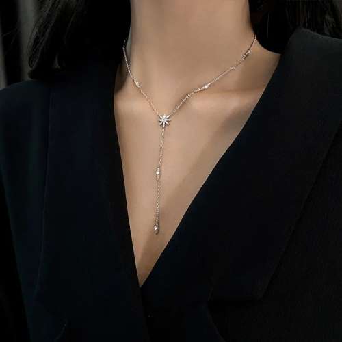 925 Silver Tassel Star Choker Necklace