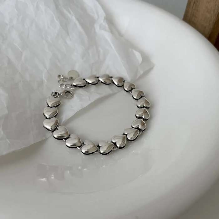 925 Silver Interlinked Hearts Bracelet