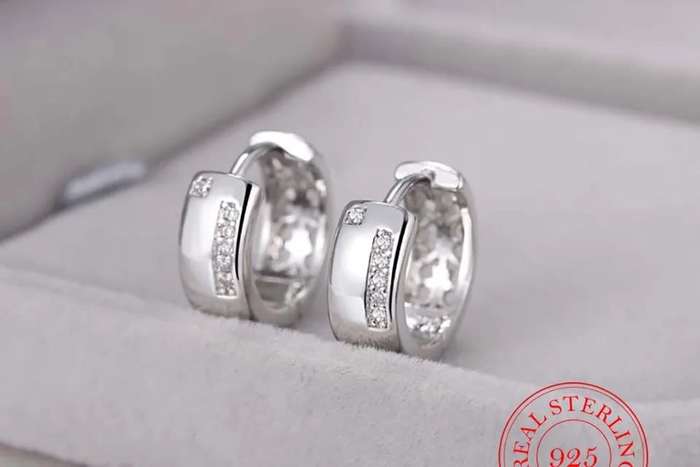 925 Silver CZ Huggie Earrings