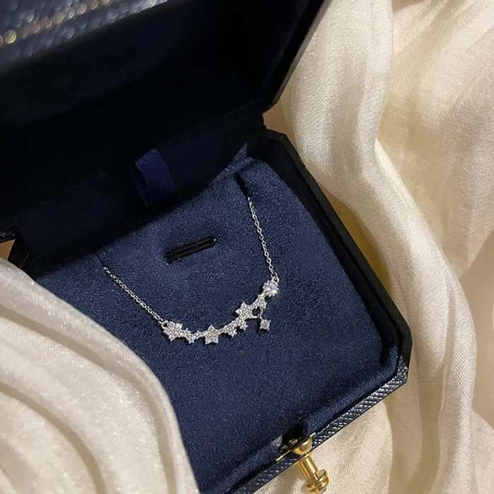 925 Silver CZ Star Clavicle Necklace