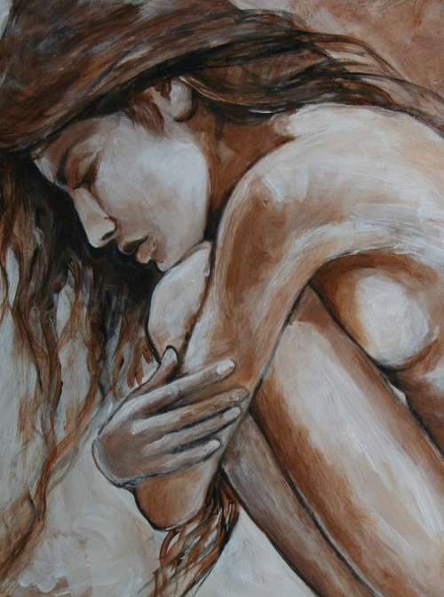 Beautiful!!!*ORIGINAL Stella Pelser (1970-) "Figure Study - Angelica" 400 x 300 x 6mm