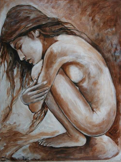 Beautiful!!!*ORIGINAL Stella Pelser (1970-) "Figure Study - Angelica" 400 x 300 x 6mm