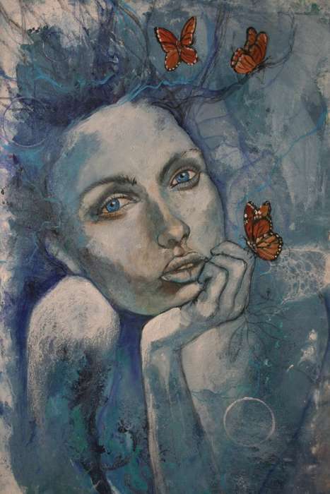 Beautiful!*Original Anni Brand (1970-) "Daydreamer" size:80 x 50 cm Large on Japanese Canvas