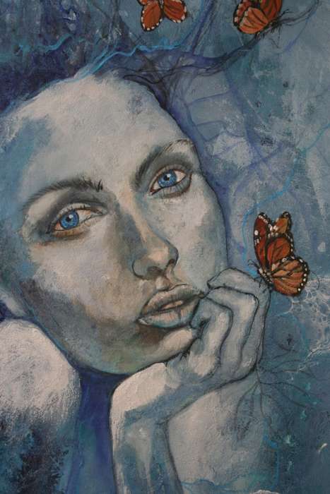 Beautiful!*Original Anni Brand (1970-) "Daydreamer" size:80 x 50 cm Large on Japanese Canvas