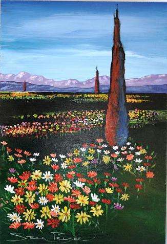 Original painting by Stella Pelser - "Field of flowers 02" - 350 x 240
