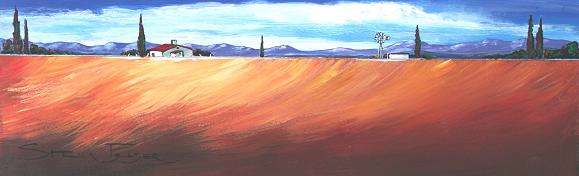 Original painting by Stella Pelser - "Boland Landscape 02" - 475 x 150