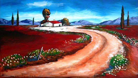 Original painting by Stella Pelser - "Karoo farmhouse" - 530 x 300