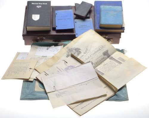 Free mason apron literature books masonic documents certificate rare lot