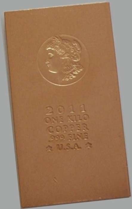 1Kg 2011 .999 Fine Copper Morgan Dollar Bar