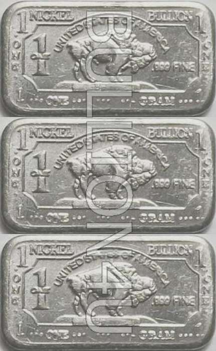 [10 BARS] 1 Gram NEW Buffalo Nickel Bars!!!!