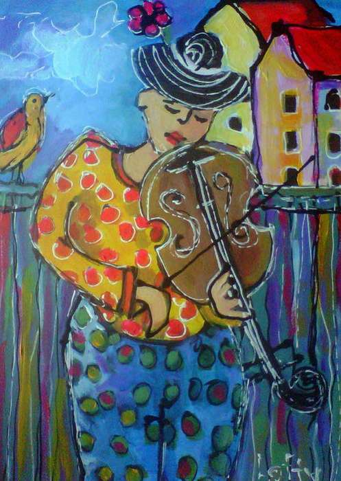 Music in my ears  .Oil glazed Acrylic on board. (300 x 400)