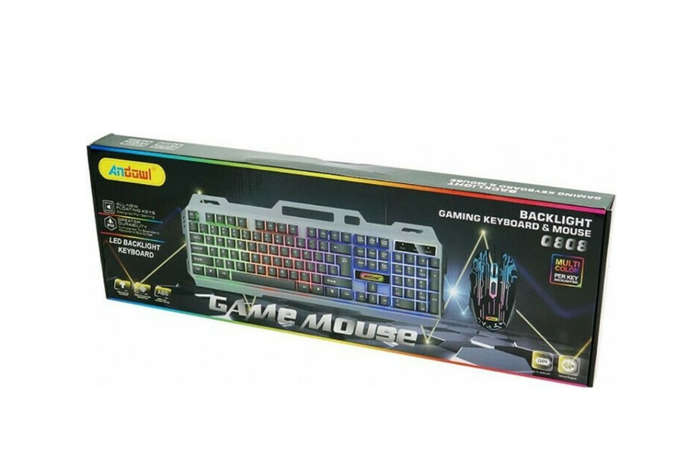 Andowl RGB Keyboard & Mouse Combo - Backlit & Ergonomic design