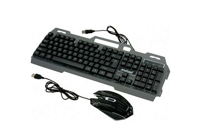 Andowl RGB Keyboard & Mouse Combo - Backlit & Ergonomic design