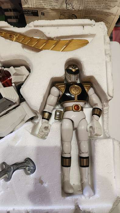 1993 Boxed White Tigerzord With White Ranger Bandai From Mighty Morphin Power Rangers Vintage Figure