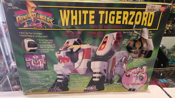 1993 Boxed White Tigerzord With White Ranger Bandai From Mighty Morphin Power Rangers Vintage Figure