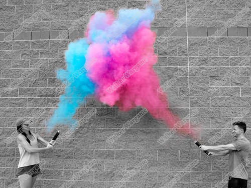 Gender Reveal Smoke Bombs  Boy or Girl - Blue and Pink Pull Ring Smoke Boom Set