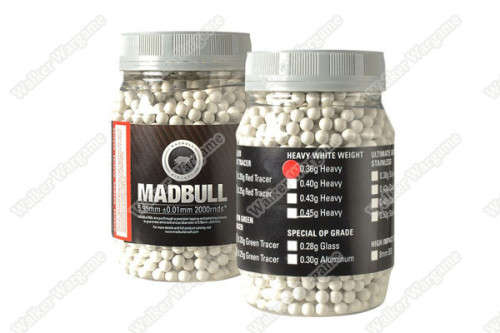 MadBull 0.36g Precision Ultimate Heavy BB For Snipers 2000 rds - White Color
