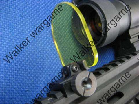 Tactical Flip Up Folding Scope Lens Protector - 2 Lens Clear + Yellow
