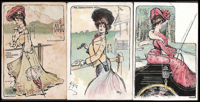 CAPE OF GOOD HOPE 1905-15 THE `CAPE GIRLS` SET OF 6 ATTRACTIVE POSTCARDS USED/UNUSED. SELDOM SEEN
