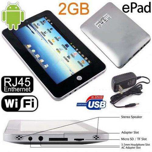 7 inch tablet pc 1.2GHz with Android 2.2 installed(upgrade).Works with e220 modem
