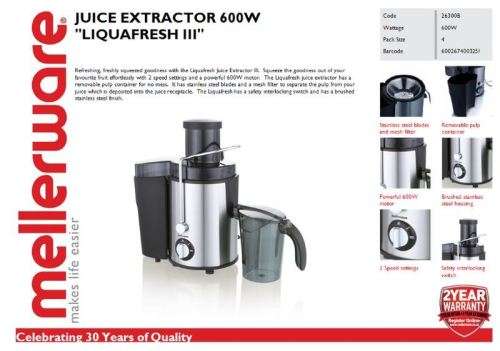Mellerware - 600W Liqua Fresh Juice Extractor