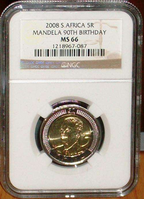 MANDELA 2008 BIRTHDAY COIN MS66 (NOTE SERIAL NUMBER MAY DIFFER)