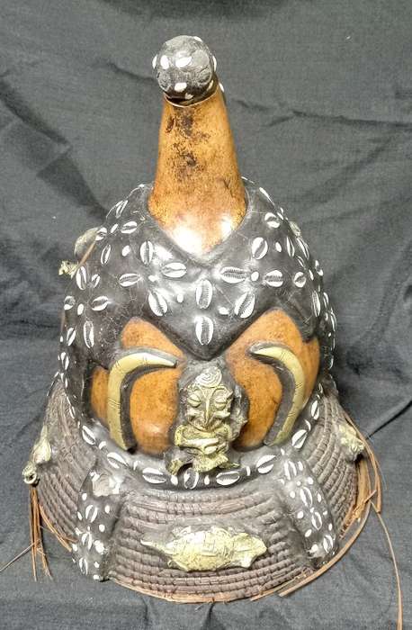 Antique West African Cameroon Royal Calabash Wine Gourd.