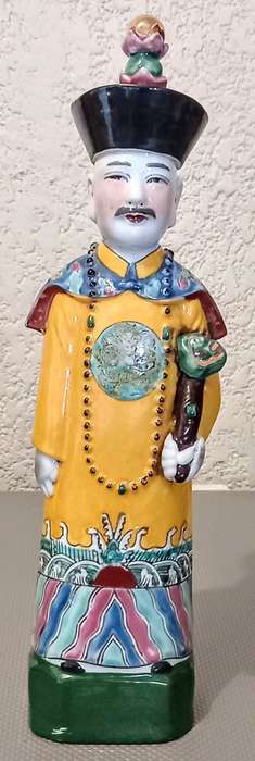 Antique Chinese Porcelain Figure, Etched Markings. 31cm Tall