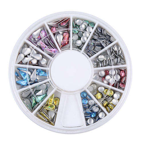 2 STYLES , 6 COLORS 3D FLUORESCENT METALLIC RHINESTONE STUD NAIL ART OR CRAFTS - ROUND & DROP