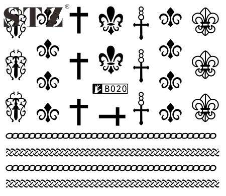 2 X WATER TRANSFER NAIL ART DECALS  - BLACK & WHITE SET