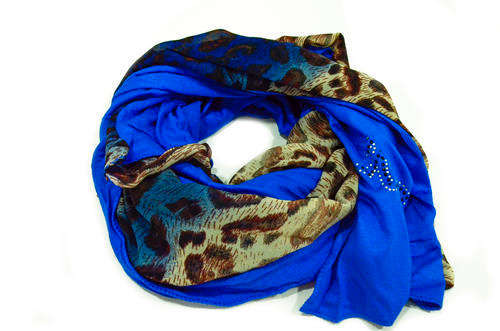 Wild animal leopard print blue scarf wrap