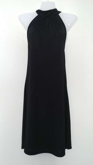 Dramatic Black Dress with High Neck Line that ties at the back  Size Small