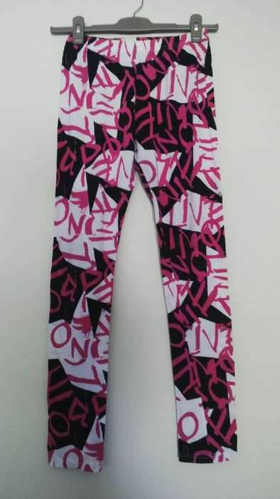Pink, White and Black leggings Size Medium