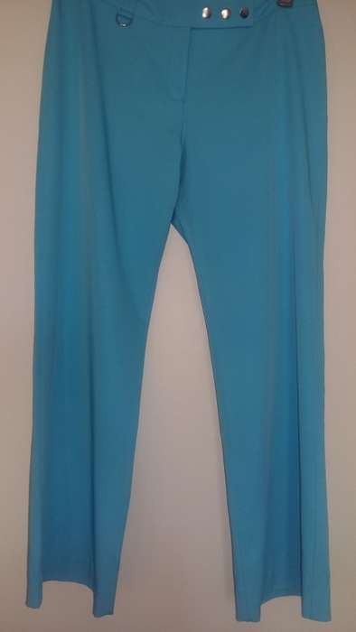 Turquoise Polyester Flared Pants Size 36