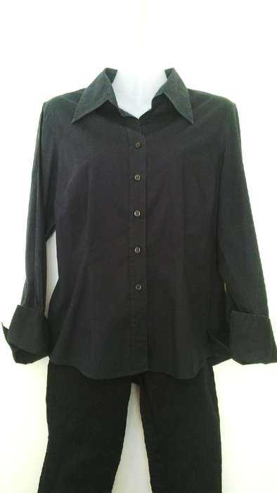 Classic Black fitted Shirt With Feature Cuffs By Woolworths Size 12