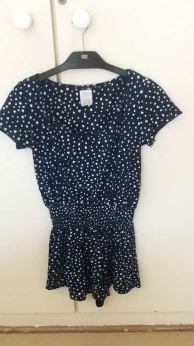 Navy flowy jumpsuit with heart print size 8-10 closet clearance