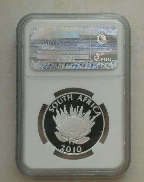 2010 Nadine Gordimer proof silver R1 NGC PF69 Ultra Cameo (second finest)