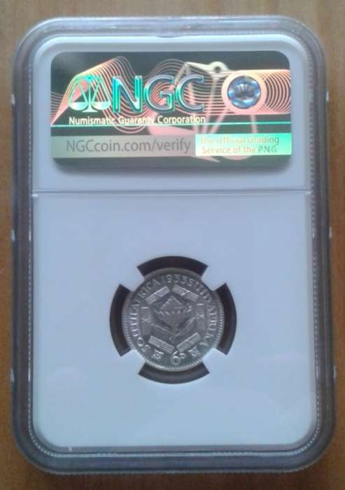Excellent 1933 union silver sixpence NGC graded MS61 (Mint State)