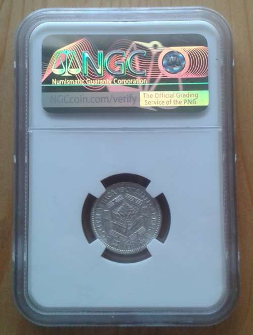 High grade 1932 union silver sixpence NGC AU55 (Almost Uncirculated)