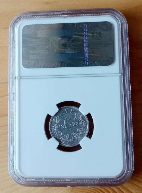 Nice 1896 ZAR Kruger silver sixpence NGC XF45
