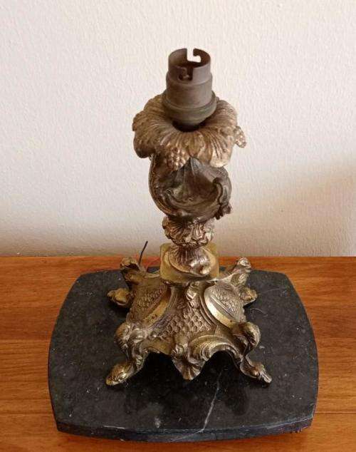 Vintage cast brass on marble stand lamp