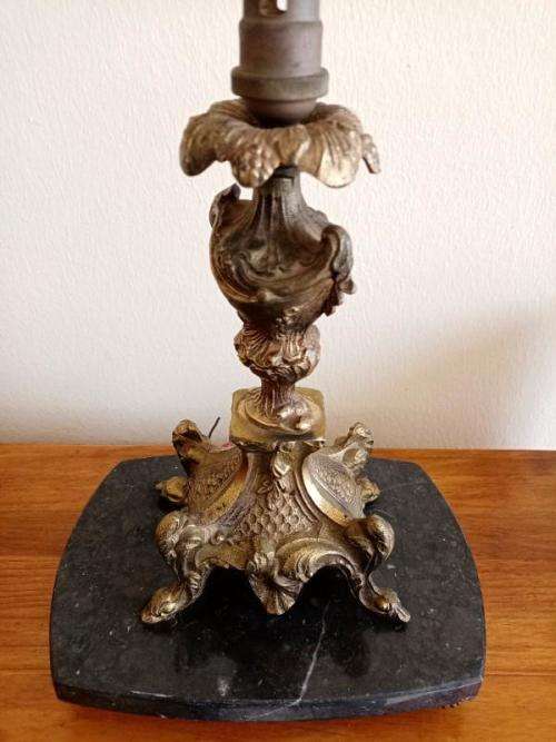 Vintage cast brass on marble stand lamp