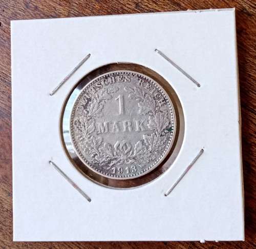 Scarce 1913 G German Empire silver 1 Mark in VF