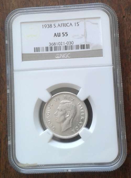 Lustrous 1938 union silver shilling NGC AU55