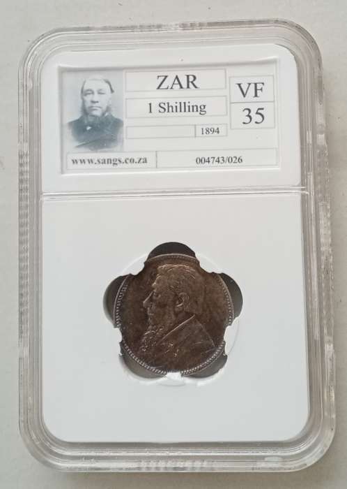 1894 ZAR Kruger silver shilling SANGS VF35