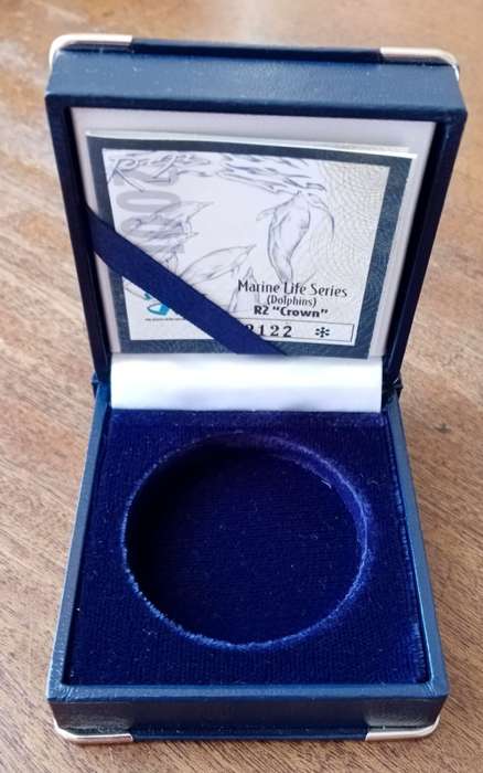 Empty S.A Mint box for encapsulated 2001 Dolphins pf silver R2/Krugerrand incl.coa