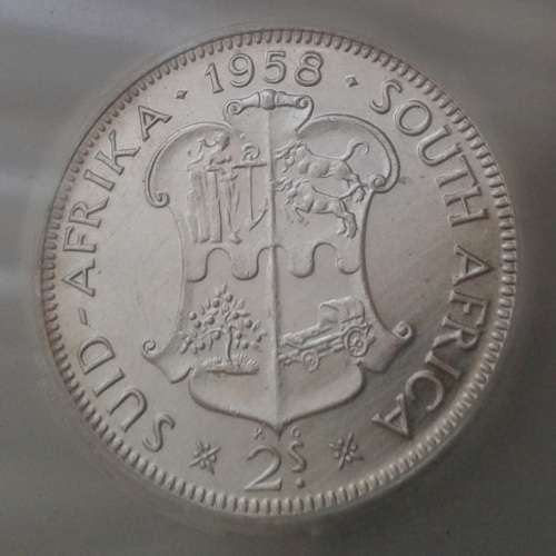 1958 Union silver 2 Shillings SANGS MS61