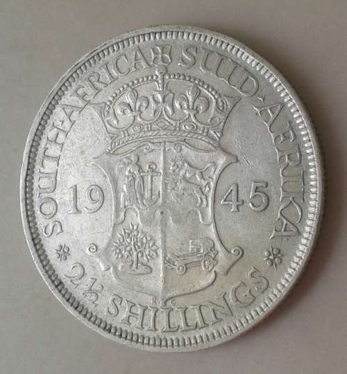 Very fine 1945 Union silver 2 1/2 Shillings in case