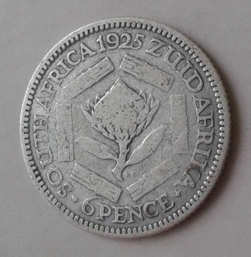Scarce 1925 Union silver sixpence